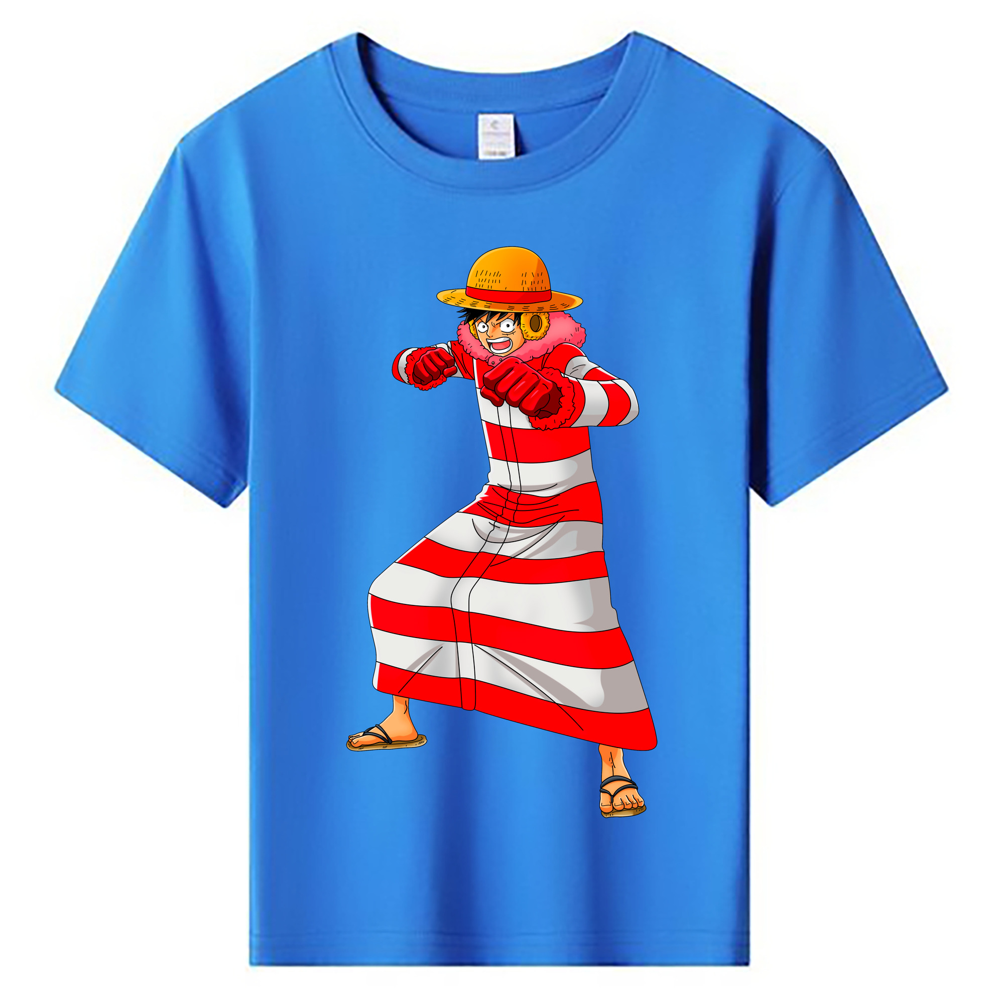 ワンピース モンキー・D・ルフィ ONE PIECE Monkey D. Luffy 綿100％キッズTシャツ（フロントプリント）
